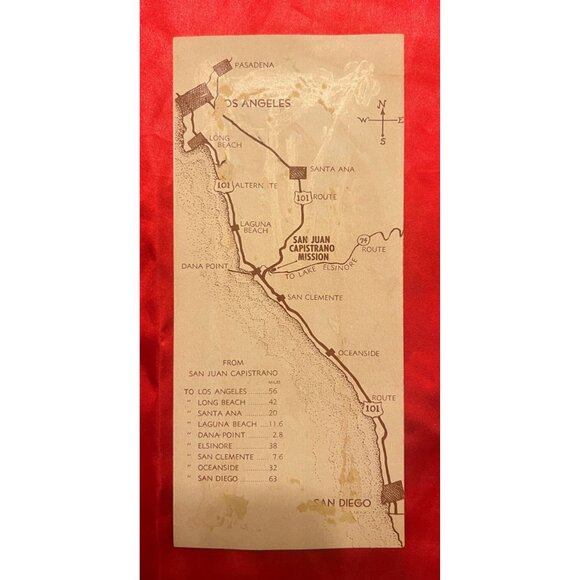 Old Mission San Juan Capistrano Map & Guide 1940s SoCal Vintage Travel Brochure - Picture 2 of 8